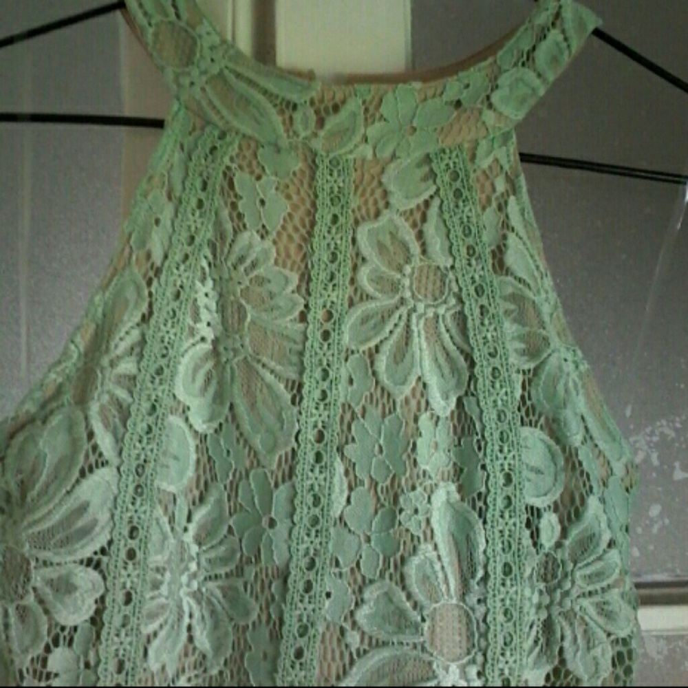 Lace Sage/Minty Green Dress EUC - Picture 3 of 9